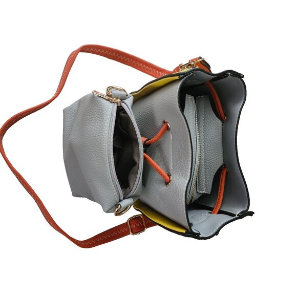 Colorblock Bucket Bag With Adjustable Strap & Drawstring Closure Cross Body - Picture 12 of 16